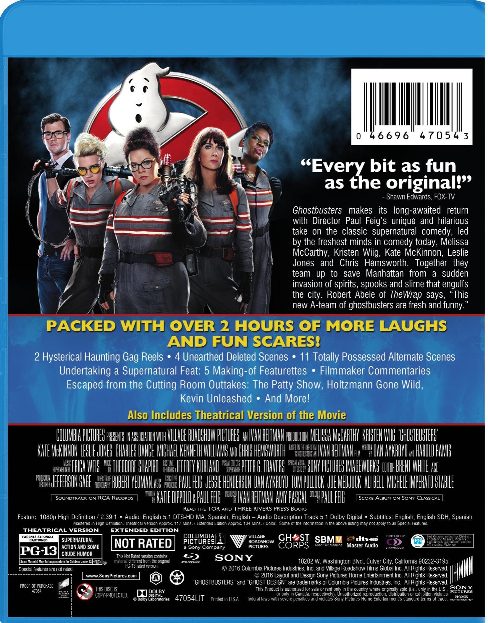 Ghostbusters 2016 [Blu-ray] Melissa McCarthy Kristen Wiig Kate